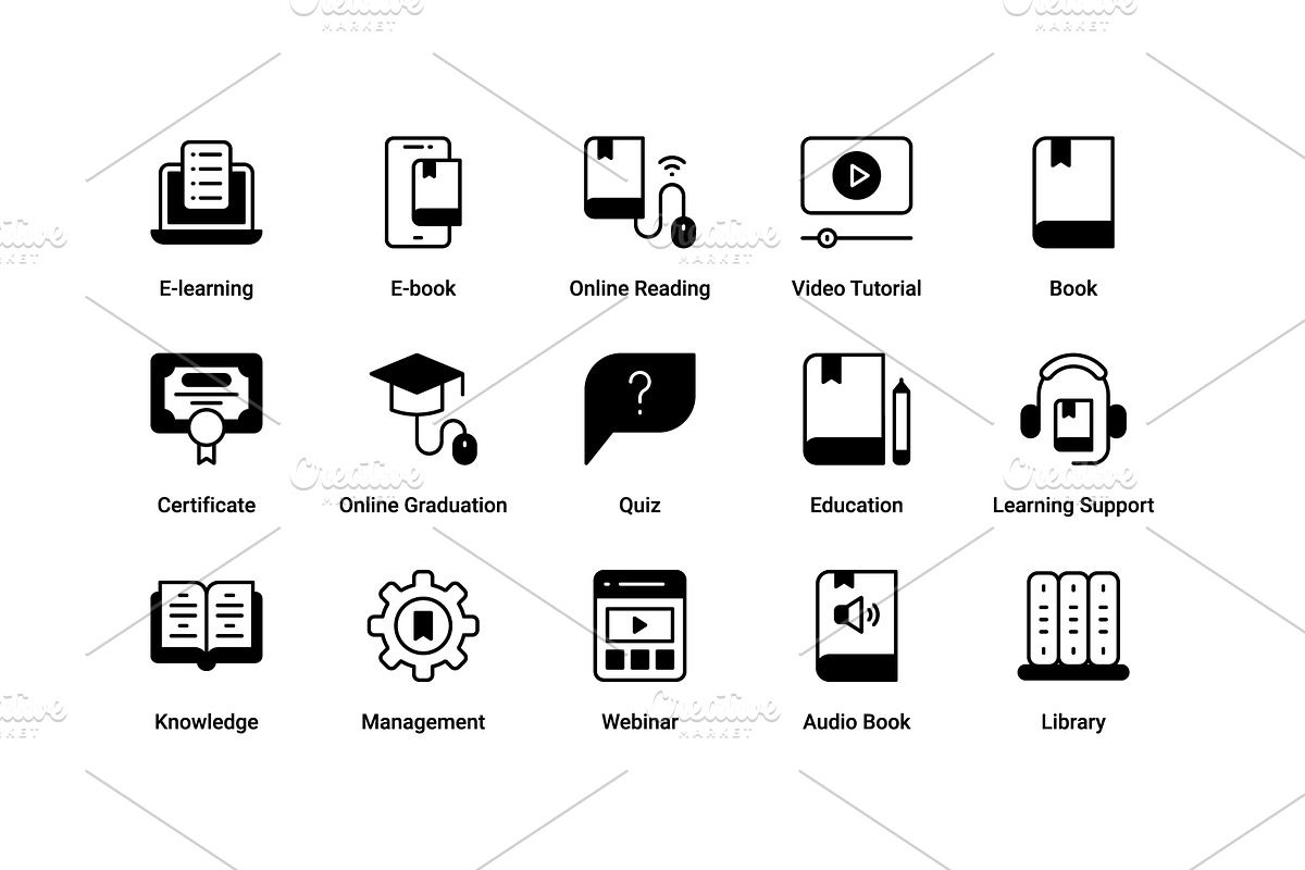 E-Learning creative icon set, an Outline Icon by Vector Squad (Photo 5 of 5)