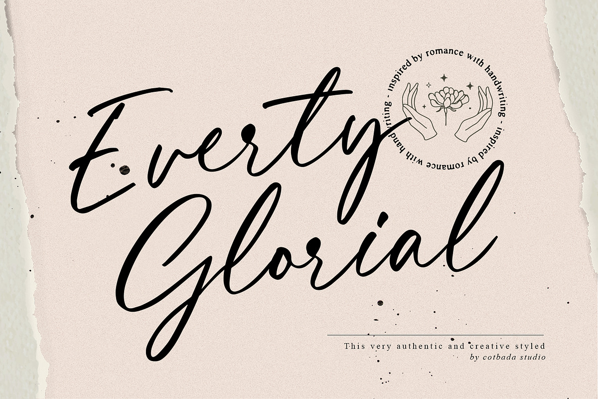Everty Glorial Script, a Script Font by Cotbada_studio (Photo 1 of 8)
