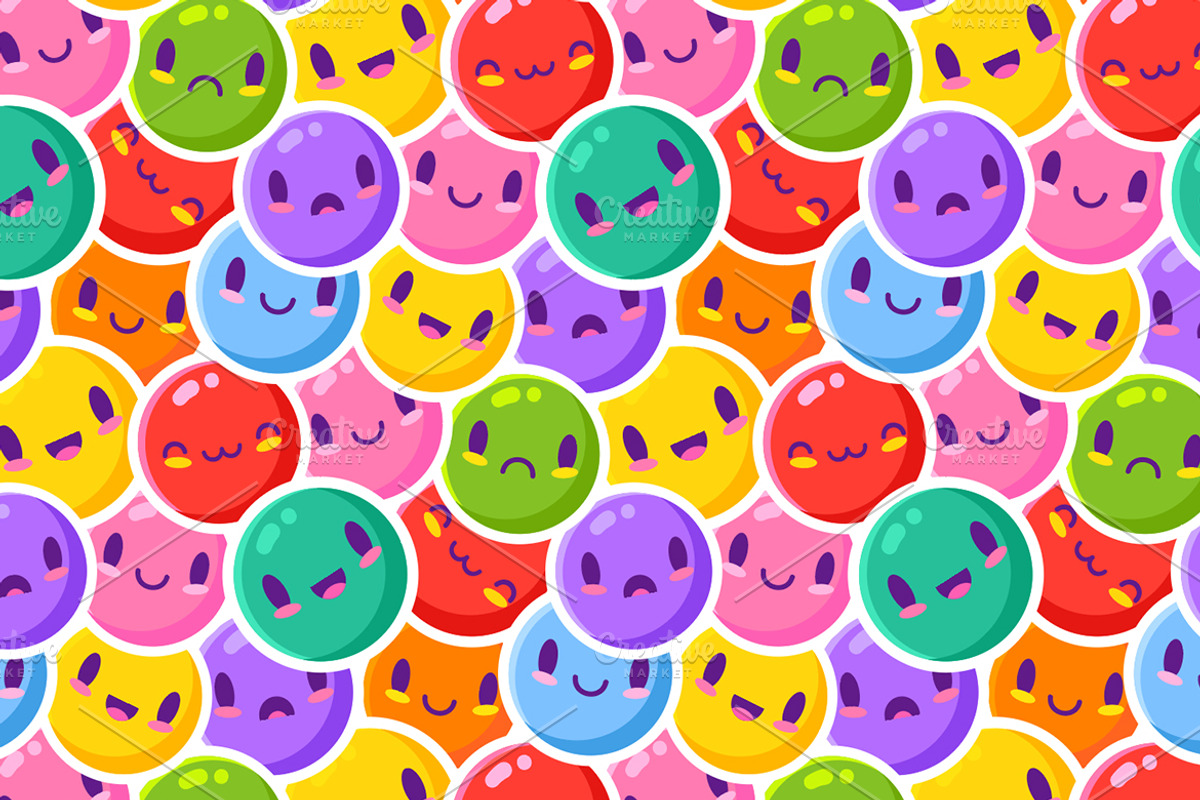 Colorful Emoticon Pattern, a Pattern Graphic by MISS CHATZ (Photo 3 of 3)