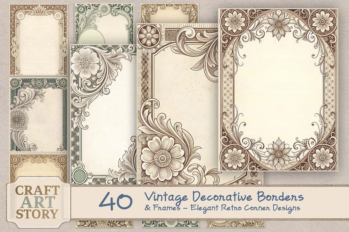 Vintage Decorative Borders & Frames, a Decorative Illustration by MRI STUDIO (Photo 1 of 34)