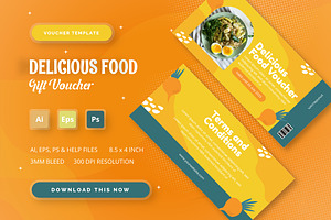 Delicous Food - Gift Voucher, a Print Template by StreaksideStd
