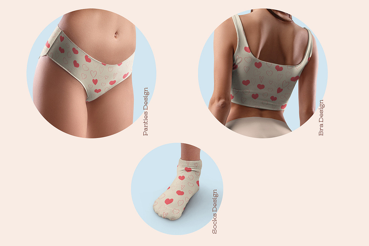 9 Mockups Woman Underwear. Top and P, a Product Mockup by PSD Market (Photo 3 of 15)