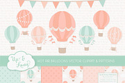 Mint & Peach Hot Air Balloons, an Illustration by Amanda Ilkov (Thumbnail 1 of 5)