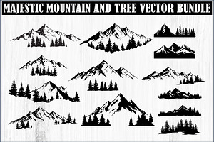 Majestic Mountain and Tree Vector, a Graphic by balal