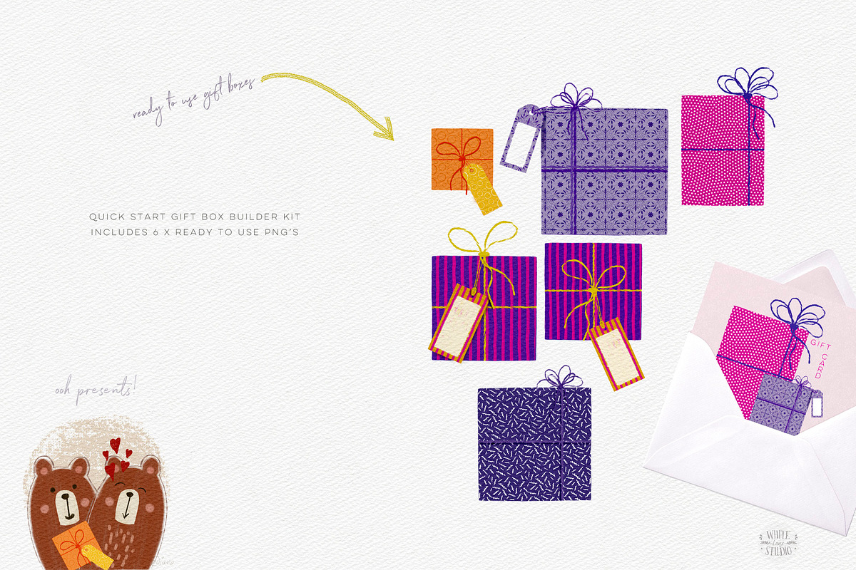 Gift Box Builder Kit for Procreate, a Brush Add-On by White Lane Studio (Photo 4 of 8)
