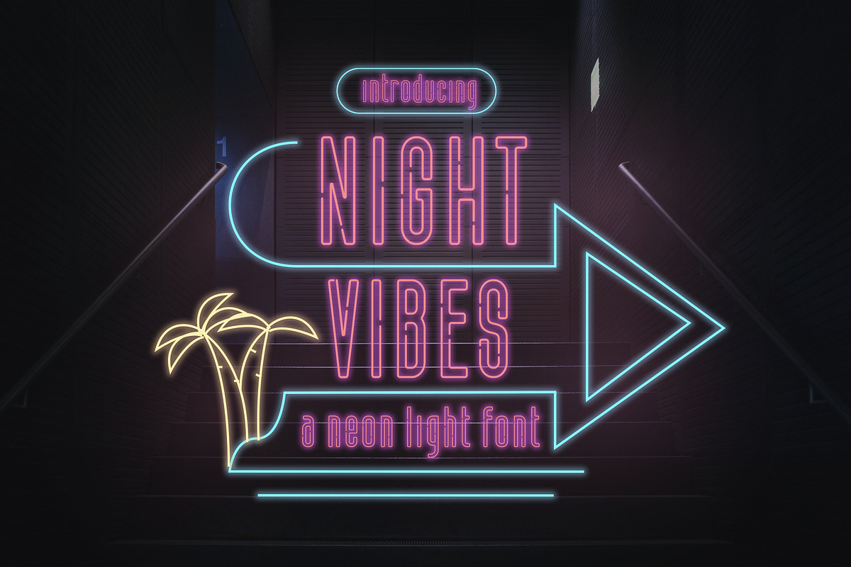 Night Vibes - Neon Light Font, a Font by Typefactoryco (Photo 1 of 7)