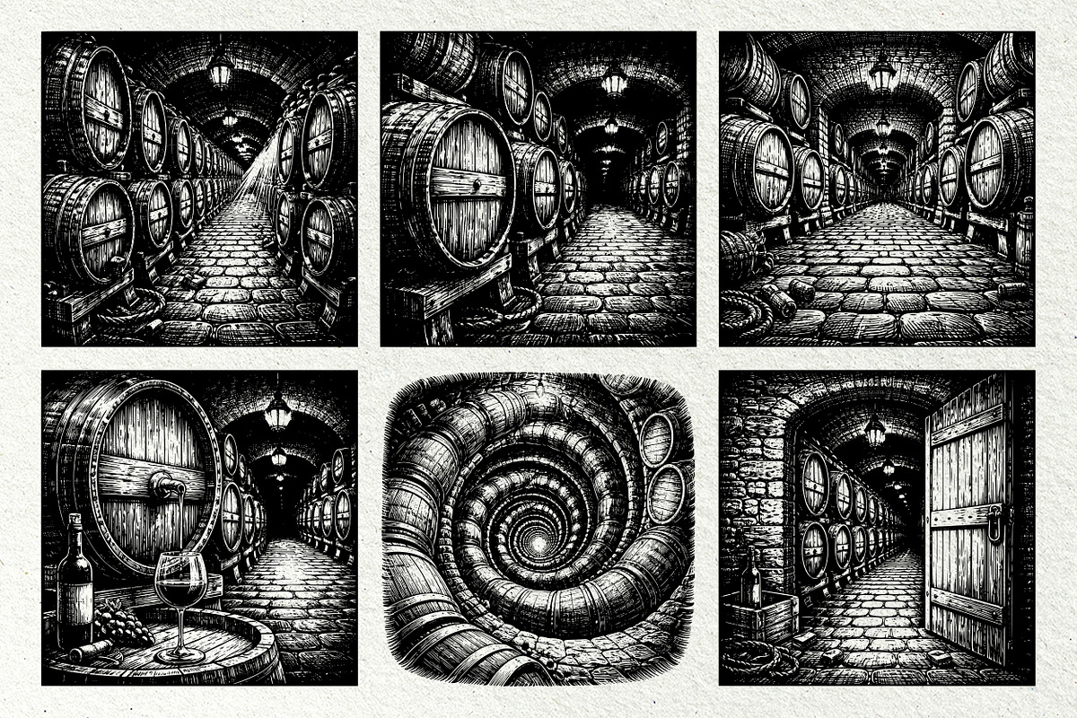 Wine Cellar Winery Line Art Graphics, a Decorative Illustration by DENIDigitalArtSudio (Photo 2 of 7)