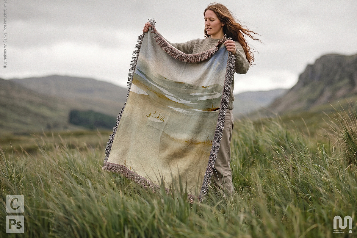 Woven Blanket Mockup, a Household Mockup by The Blue Bird (Photo 4 of 9)
