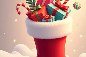 Festive Red Boot Overflowing with Co, a Photo by LOGOCREATIVE