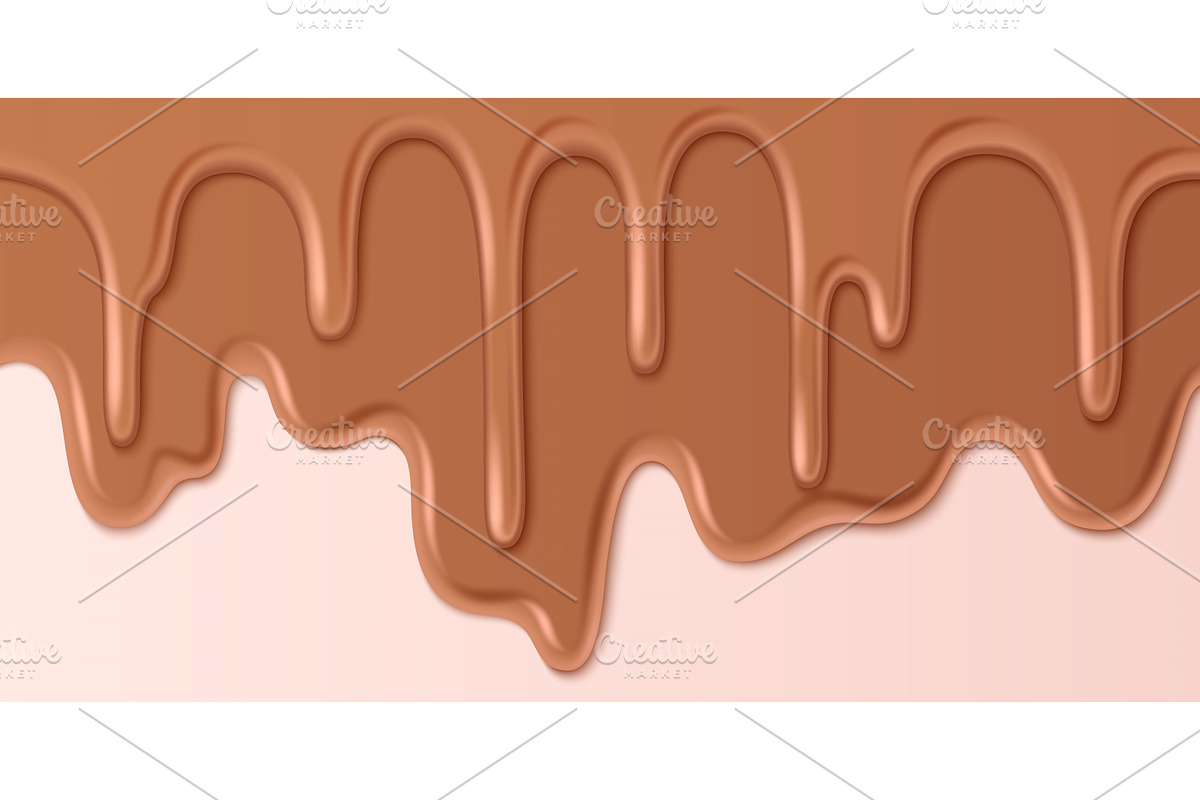 Melting milk chocolate drips flowing, a Food Illustration by art PVP - market