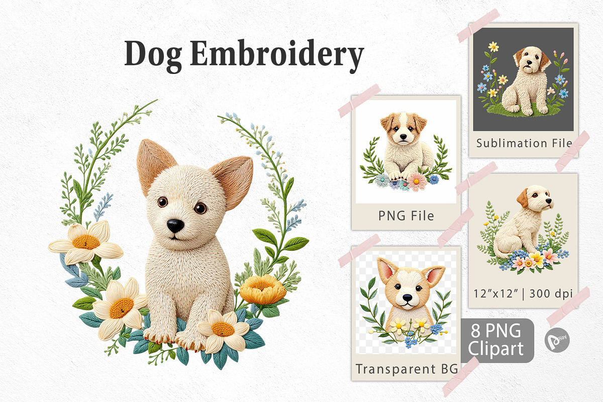 Dog Embroidery Clipart, a Graphic by Artnoy (Photo 1 of 5)