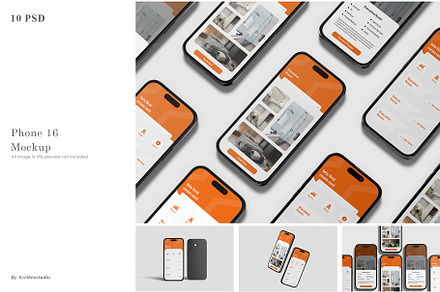 iPhone 16 Mockup, an iPhone Mockup by scribrostudio