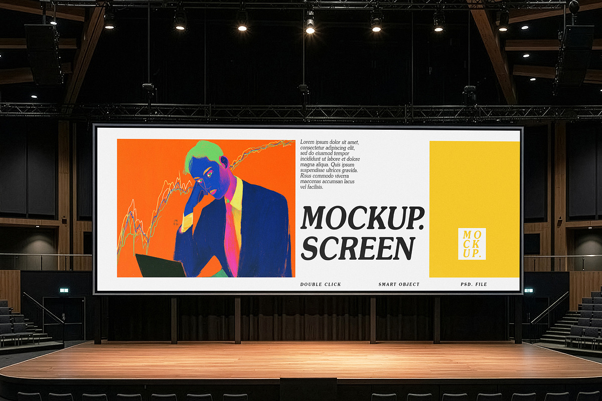 Conference Event Stage Screen Mockup, an Advertising Mockup by smishura (Photo 5 of 10)