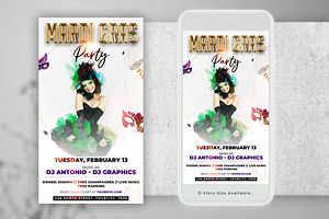 White Mardi Gras Instagram Flyer