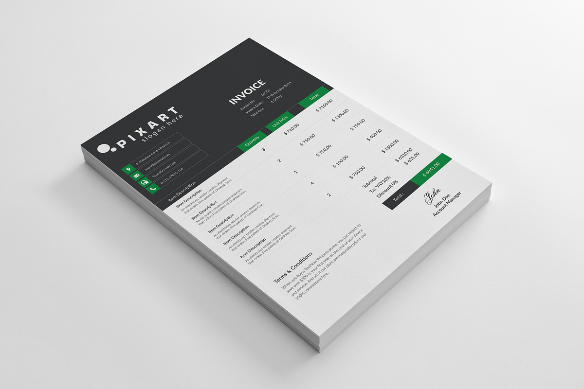 INVOICE, a Stationery Template by Graphicalark (Photo 2 of 4)