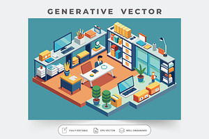 A vibrant modern office with a perso, a Graphic by SouravDesign