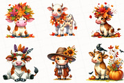 Watercolor Autumn Cow Clipart, an Illustration by OK Design (Thumbnail 2 of 5)