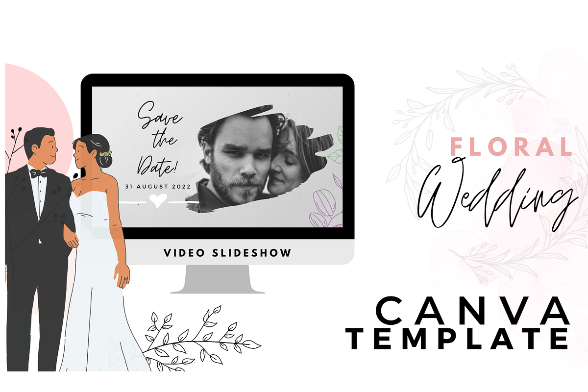 FloralWedding Invite CANVA Template, a Presentation Template by Kreativity13 (Photo 1 of 3)