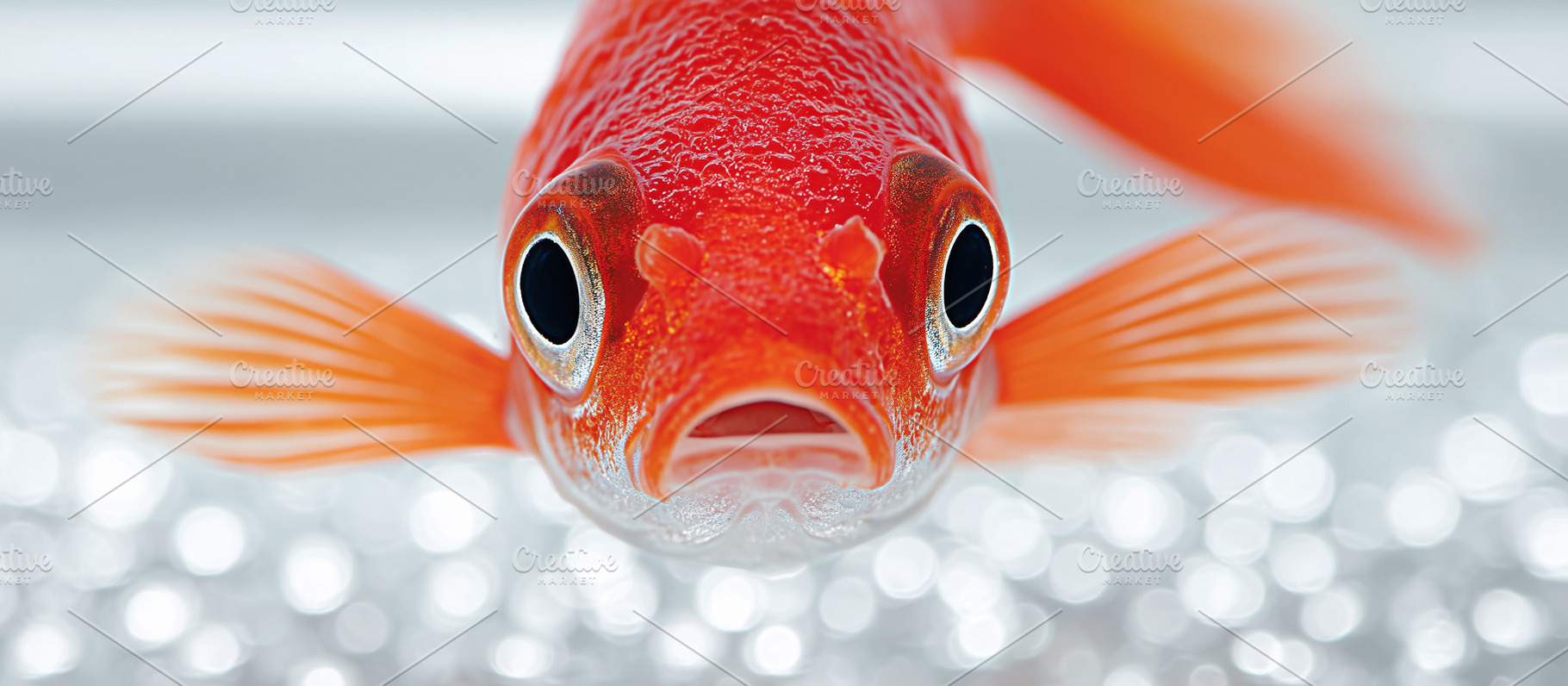 Vibrant red goldfish swimming banner, an Animal Photo by MistyDay