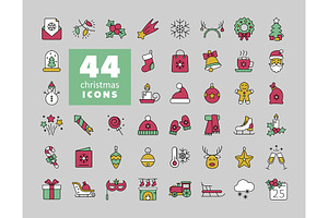44 Merry Christmas icon set vector, an Icon by Nasik-Nosik