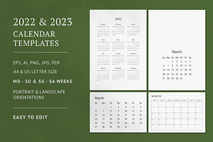 2022 & 2023 Calendar Templates