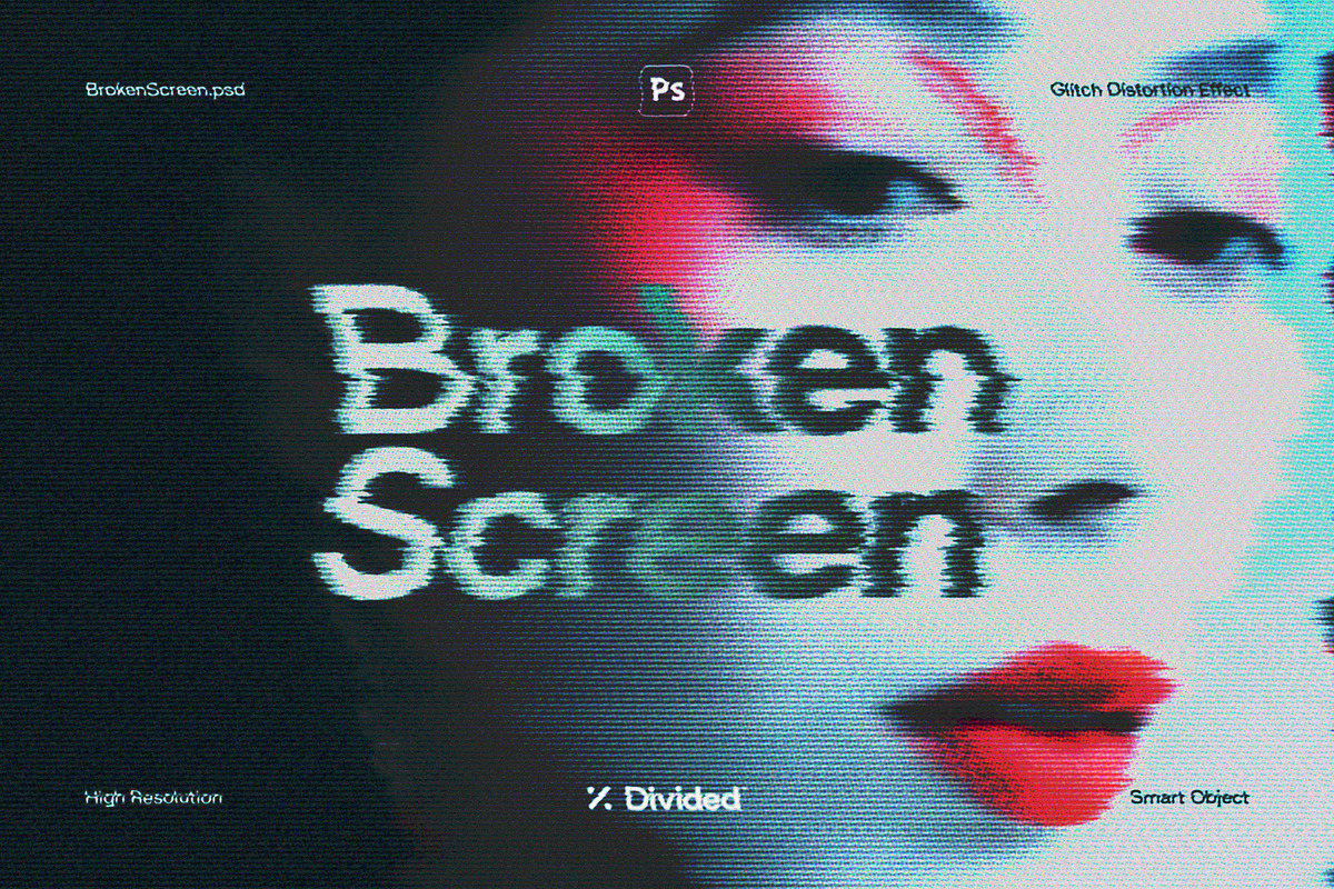 Broken Screen Glitch Effect, a Graphic by Divided.co (Photo 1 of 7)