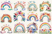 Watercolor Rainbow Clipart, an Illustration by NadiaTheronArt (Thumbnail 2 of 4)