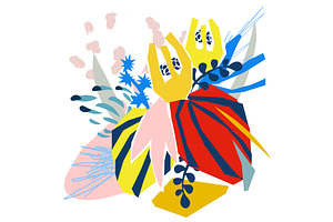 Abstract floral elements paper collage