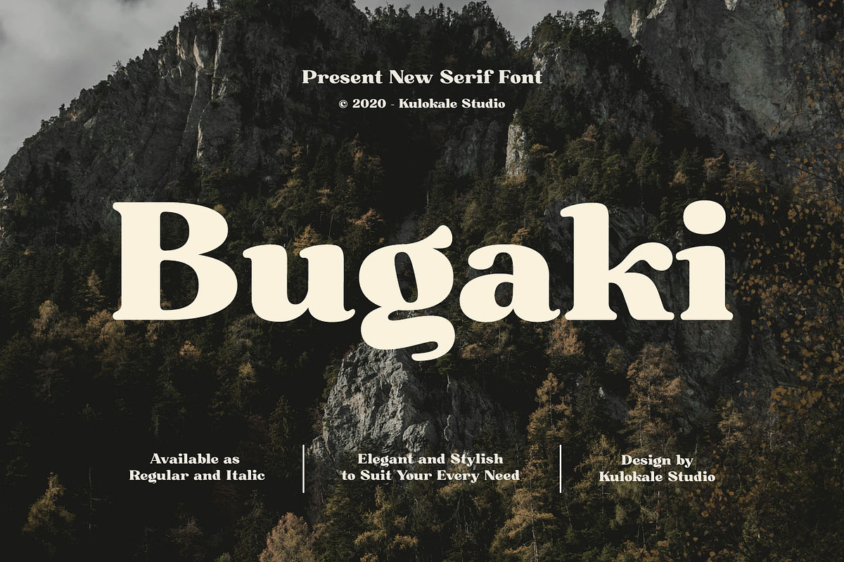 Bugaki - Elegant Serif Font, a Serif Font by Kulokale (Photo 1 of 10)