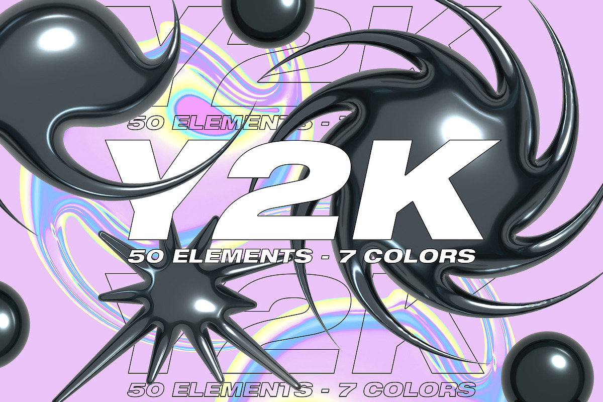 Y2K PNG Elements - 7 Color Versions, an Object Graphic by Graphicdome (Photo 10 of 11)