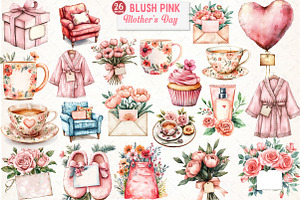 Blush Pink Mother's Day Clipart, an Illustration by Watercolor design