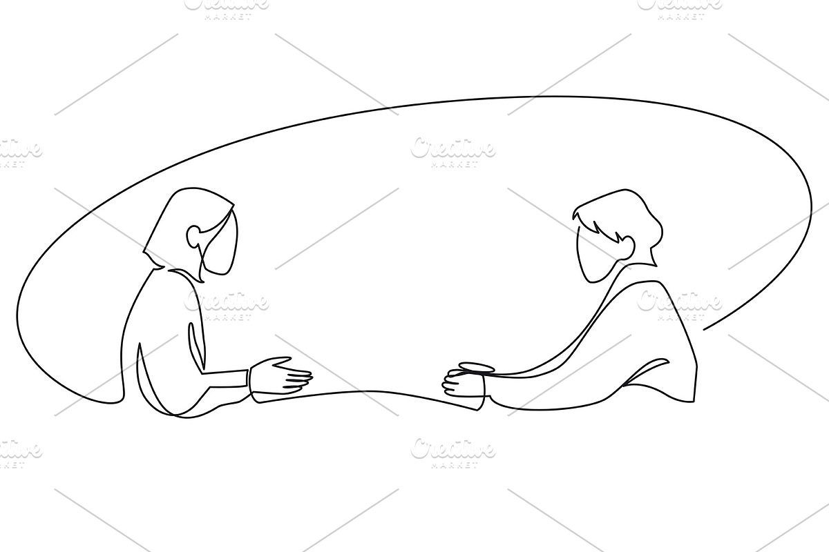 Job interview modern simple one line, a Person Illustration by Samui-Art