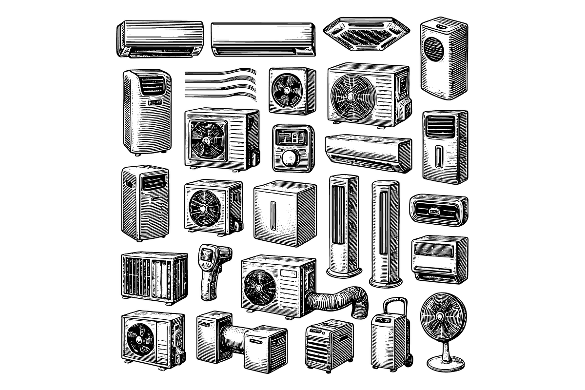 Air Conditioner Icon Set, an Object Graphic by RT Studio