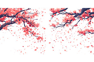 Sakura petals cartoon vector scene, an Object Illustration by Onyx