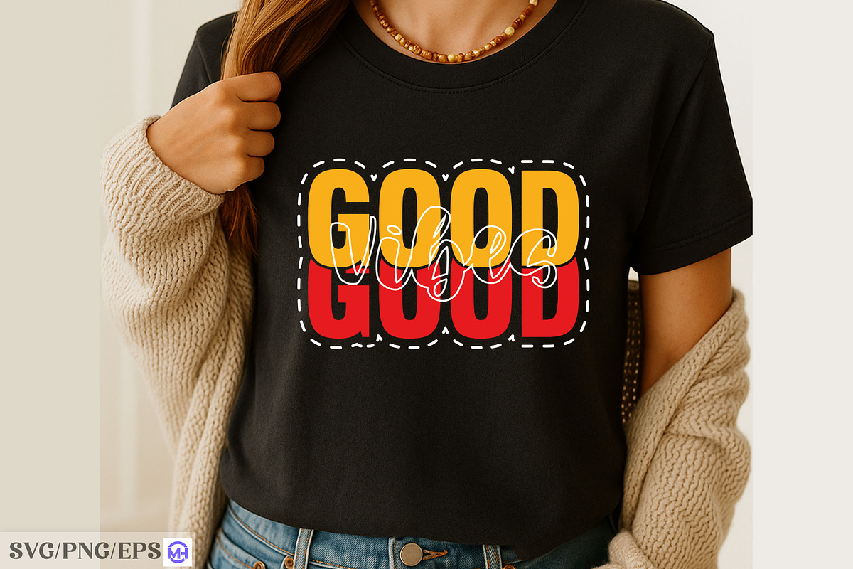 Good Vibes T-Shirt Design SVG, a Seasonal Illustration by mh_arif (Photo 2 of 3)