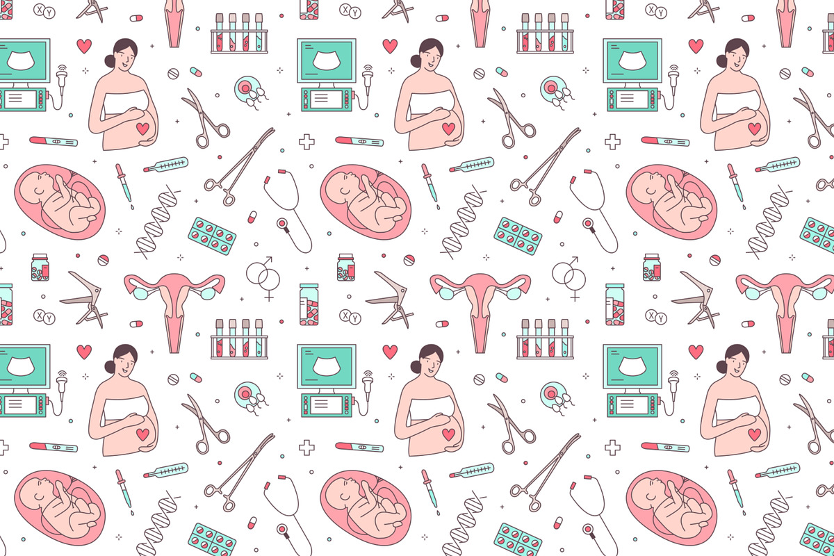 Gynecology line art banners, pattern, a Healthcare Illustration by Good Studio (Photo 8 of 9)