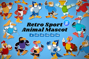 Retro Sports Animal Mascot Vol 2, an Animal Illustration by bazzier_graphik