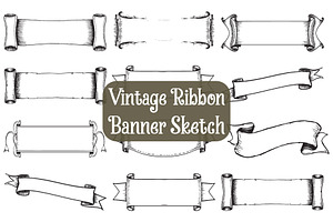 Hand-Drawn Vintage Ribbon Banners, an Illustration by Creativeshirt