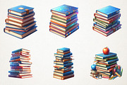 Back To School  Books Stacks PNG, an Illustration by RobertsArt (Thumbnail 5 of 7)