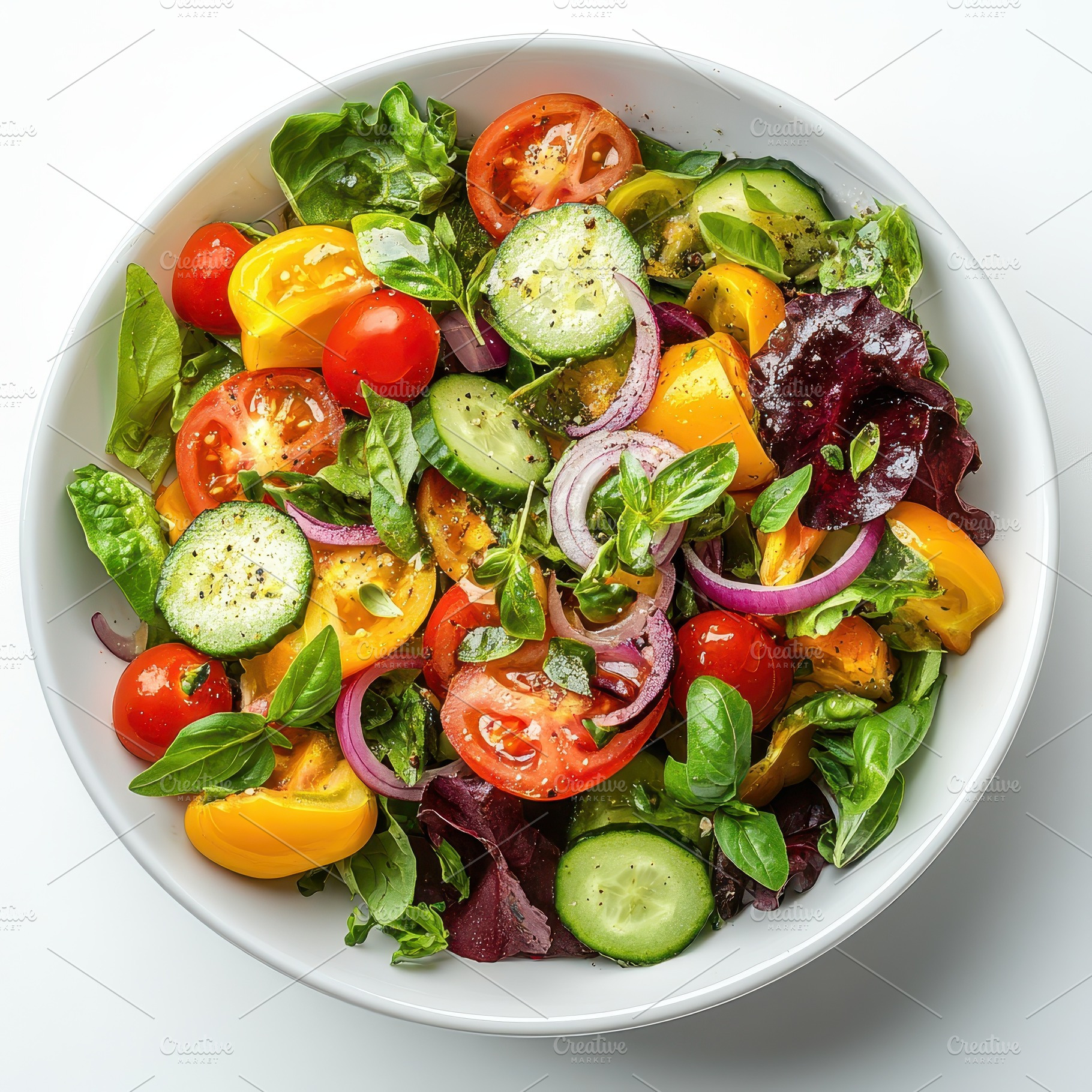 Fresh vibrant vegetable salad in a b, a Food & Drink Photo by Pixeness Studio