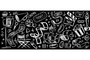 Cinema doodle set with hand drawn, an Object Illustration by art PVP - market