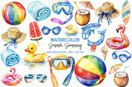 Summer Swimming Clipart, an Illustration by designhome