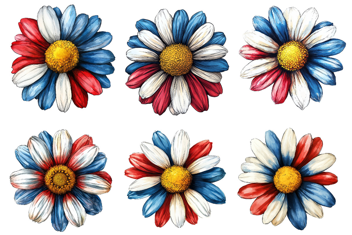 American Flag Daisy Flower 4th of, an Illustration by Designworld (Photo 3 of 9)