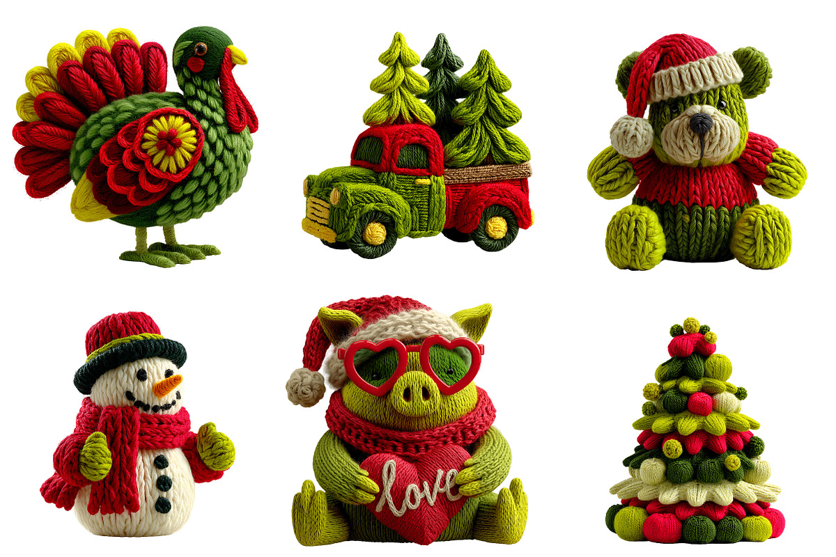 Faux Yarn Christmas PNG Bundle, an Illustration by CreationArt (Photo 2 of 4)