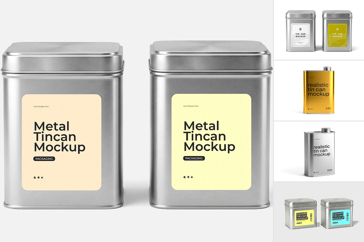 Metal Tin Can Mockup Bundle, a Packaging Mockup by graphypix (Photo 2 of 14)