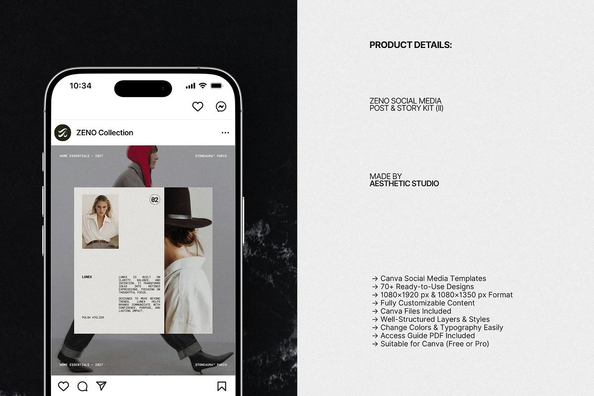 ZENO | Instagram Post & Story (II), a Social Media Template by The Aesthetic Studio (Photo 8 of 10)
