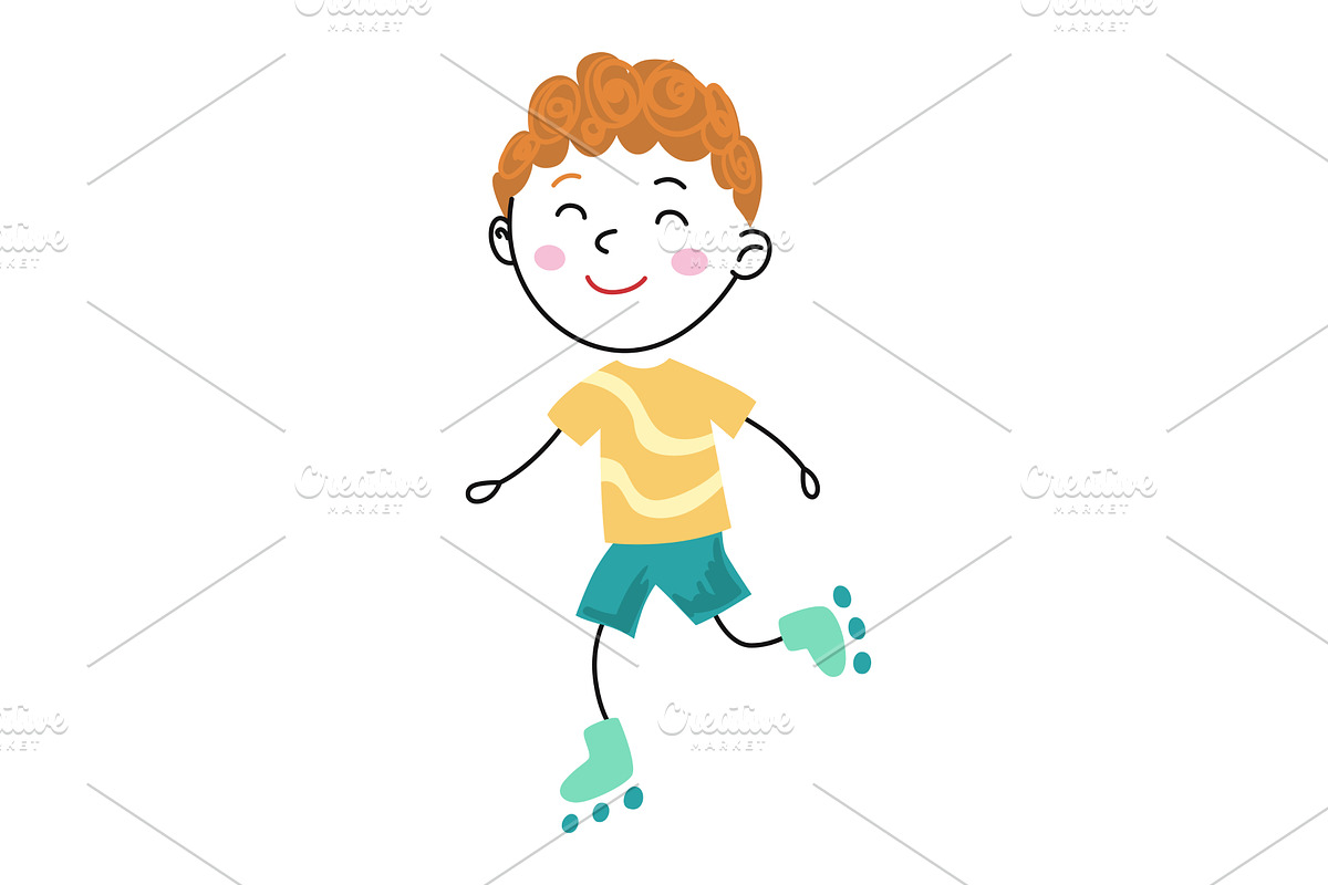 Energetic boy gliding happily, a Sport Illustration by the8monkey