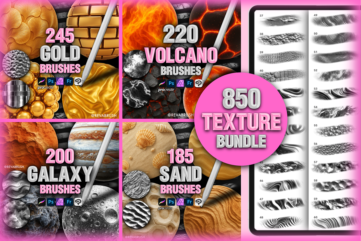 Procreate BUNDLE Texture brushes, a Brush Add-On by Revabrush (Photo 1 of 7)