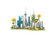 The green modern city skyline, an Illustration by Emdaduljs (Thumbnail 2 of 8)