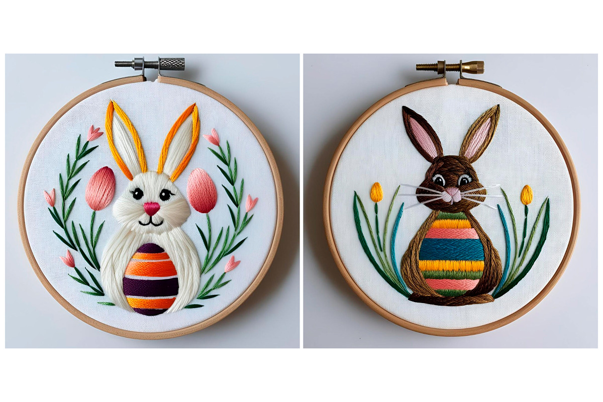 SET Easter idea Embossed Embroidery, a Background Graphic by IrySha (Photo 2 of 6)